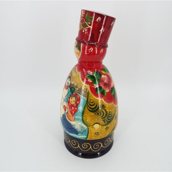 Original Russian Handcrafted Wood 10" Nesting Doll with 11 Ornaments - Picture 3 of 16